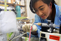 Roxanne Guarin in the lab