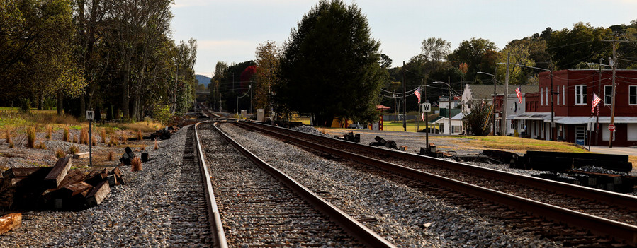 Railroad track in a small Alabama town