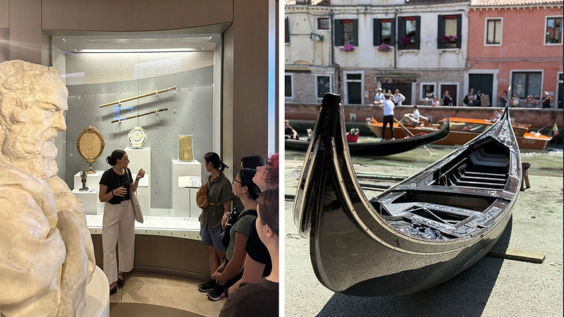 Engineering students toured the Galileo Museum in Florence, Italy, and a gondola shop in Venice, Italy, as part of their study abroad experiences.