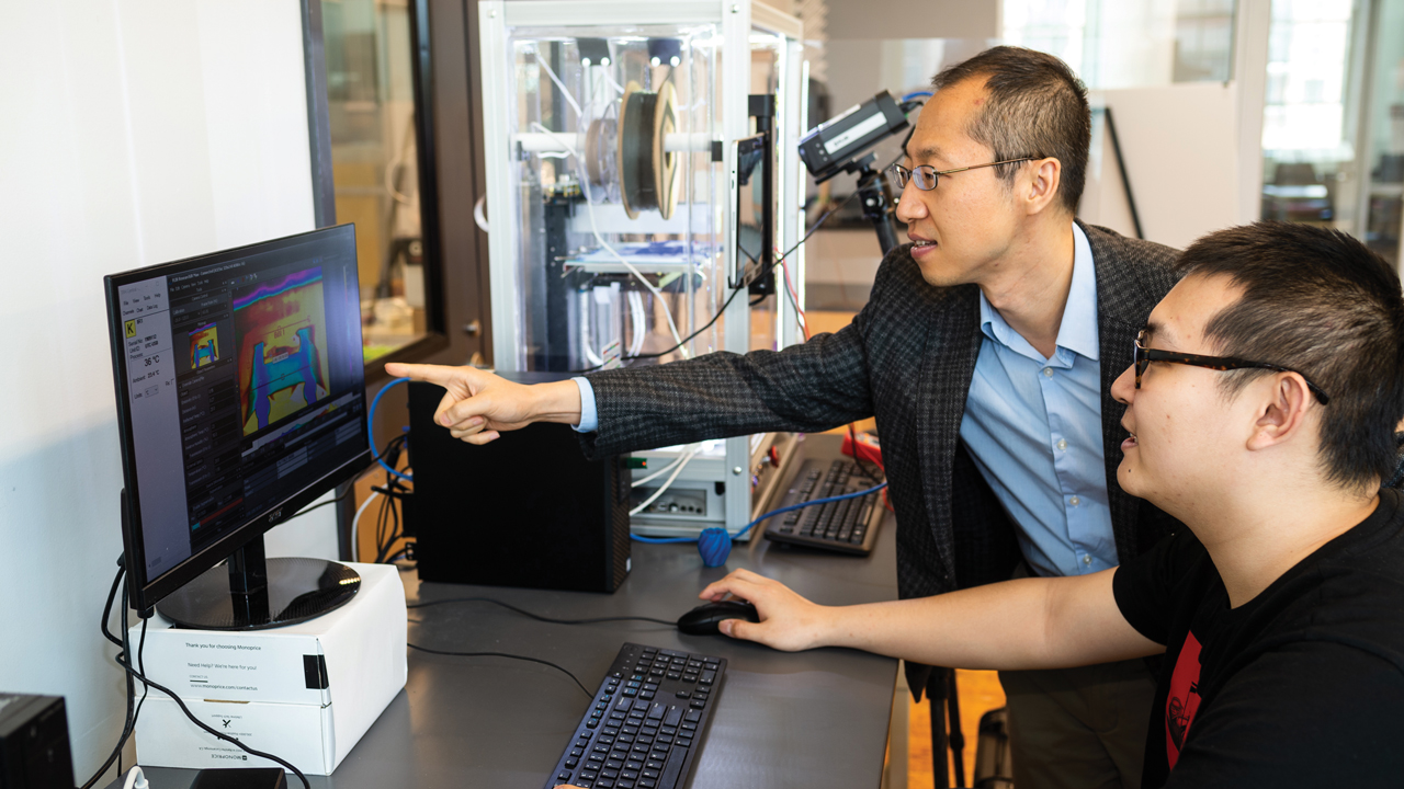 Peter Liu, left, recently received an NSF CAREER award to support his research into deep learning's application in predicting fatigue performance in additive manufacturing.