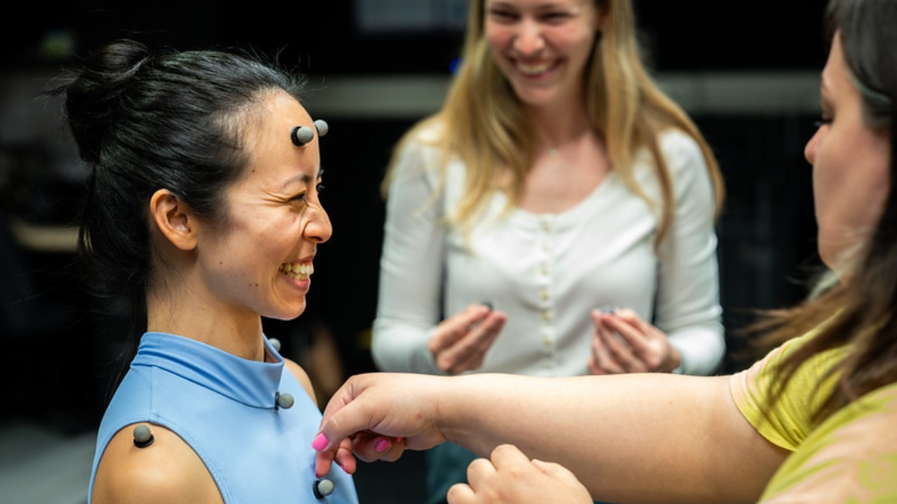 Students in the Auburn University Biomechanical Engineering Lab (AUBE Lab) capture the movements of Madelyn Ho, a performer with the Paul Taylor Dance Company. 