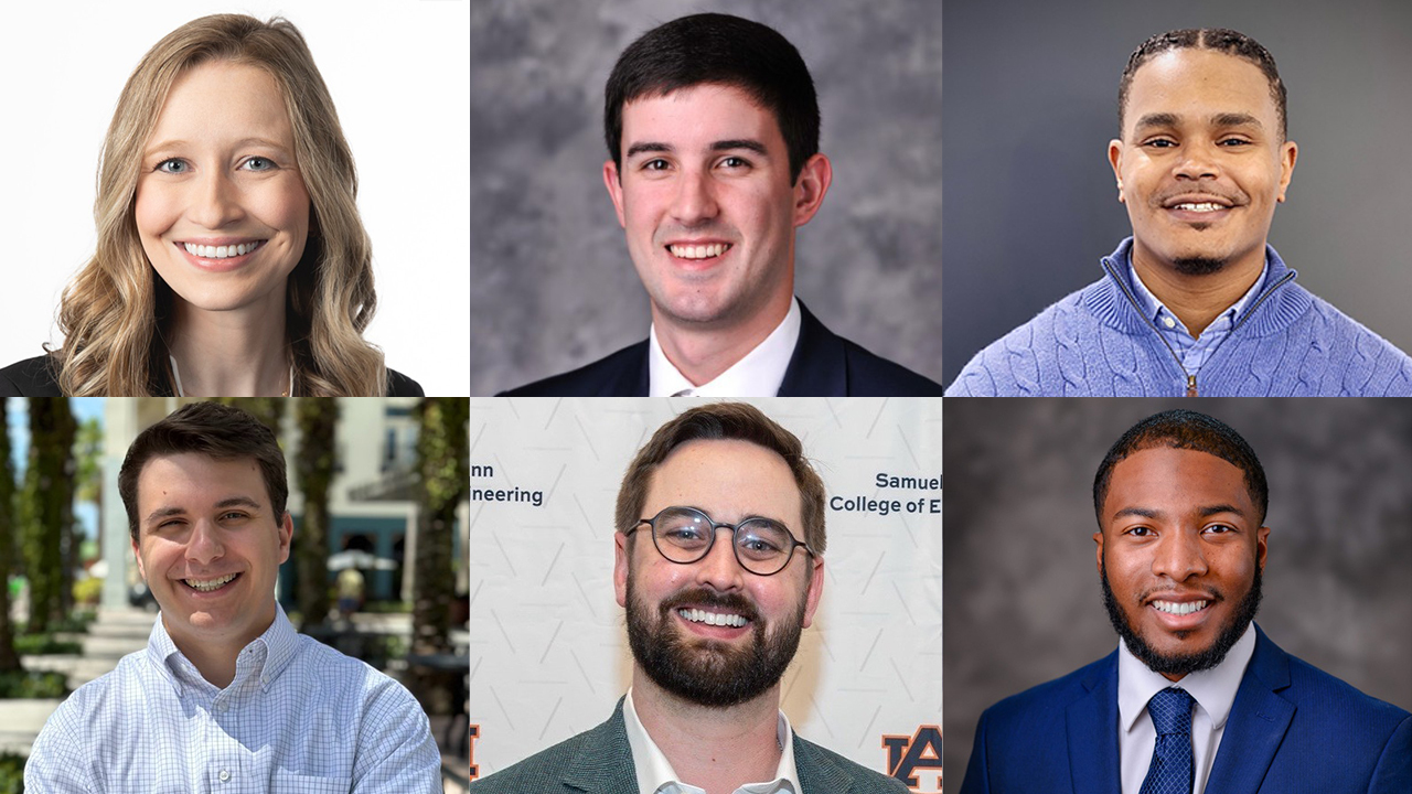 New Young Alumni Council members, from top left, Ashley Yarbrough, Ben Ratliff, Brian Drake, Matthew Durham, Rob Miller, TJ Tinnin.