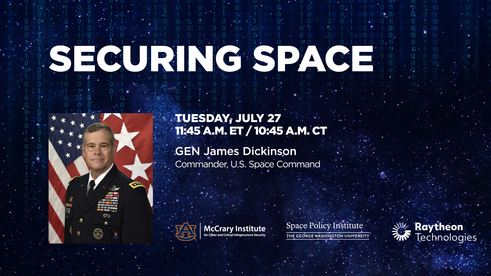 Cybersecurity the focus of upcoming conversation with space command chief
