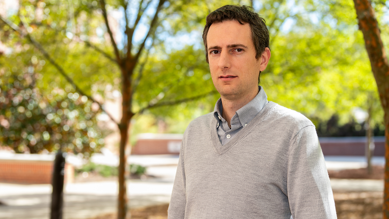 Davide Guzzetti, assistant professor in the Department of Aerospace Engineering, poses for a photo on Auburn University’s campus. 