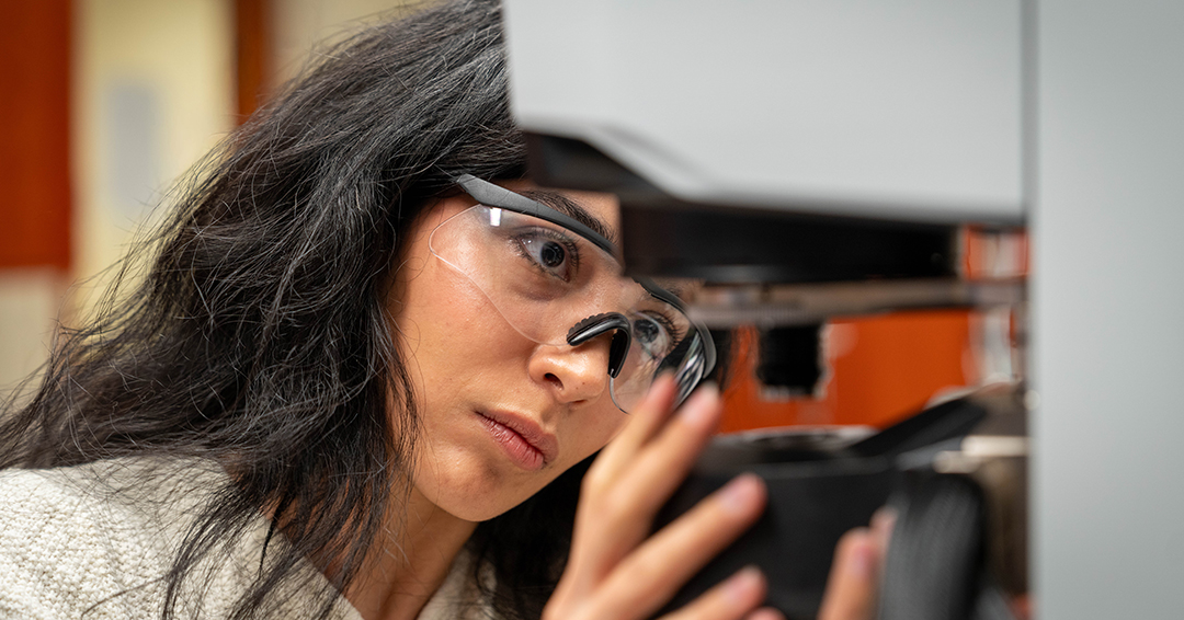 Negin Moaseri, a graduate student in chemical engineering, is using rheology to study the dispersion states of nanomaterials.