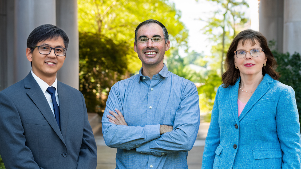 From left, professors Xiao Qin, Jeffrey LaMondia and Virginia Davis.
