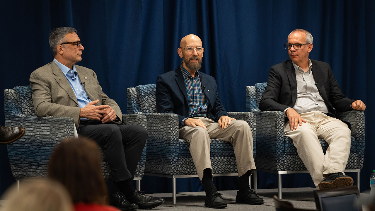 From left, Daniel A. Henderson, creator of photo/video messaging capability, Frank Canova, inventor of the smart phone and Neil Papworth, who sent the first text message.