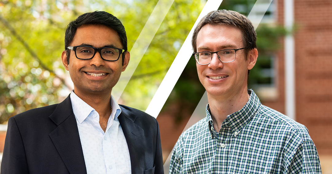Vrishank Raghav, left, and Brendan Higgins will participate in the Grainger Symposium at the University of Texas.