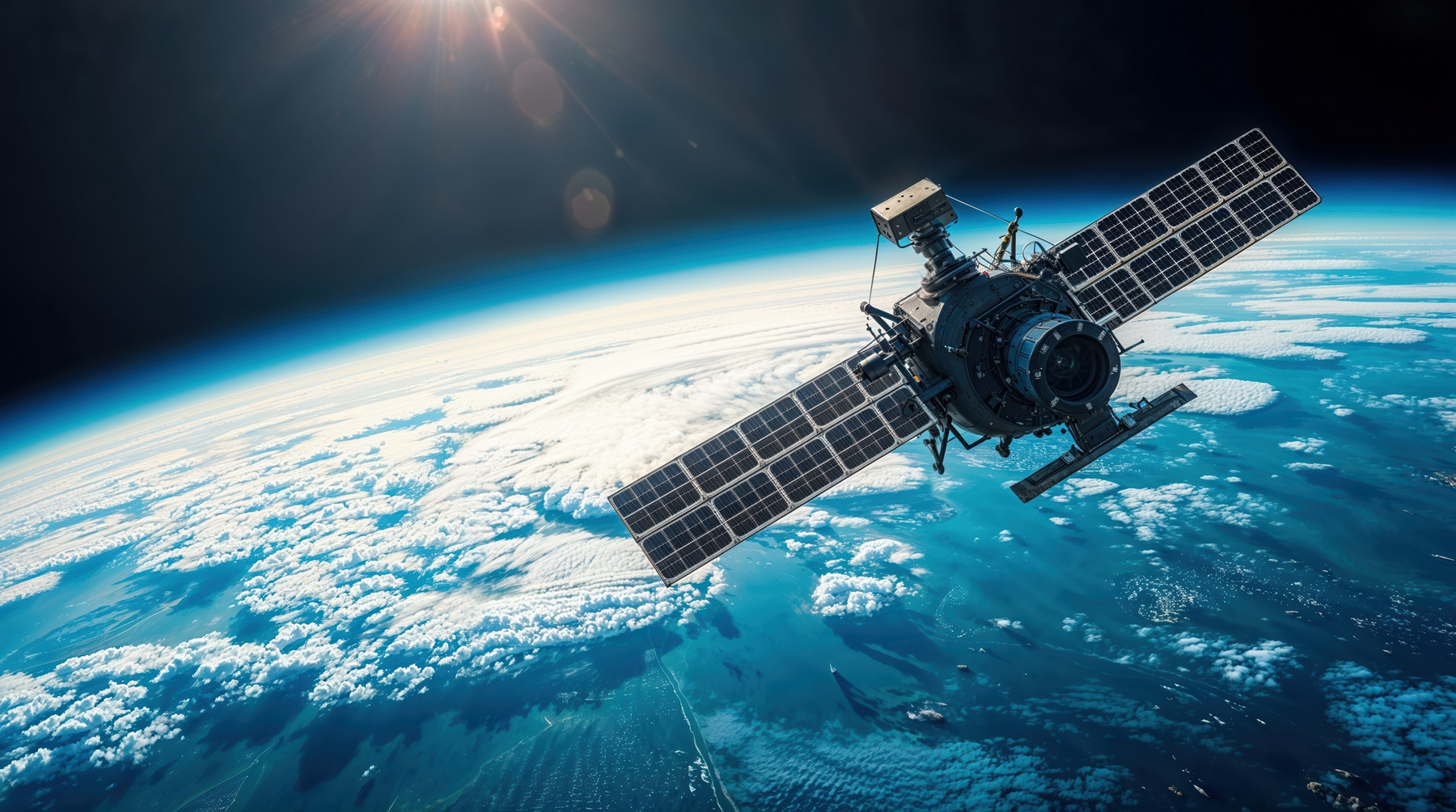 Satellite in space orbiting Earth.