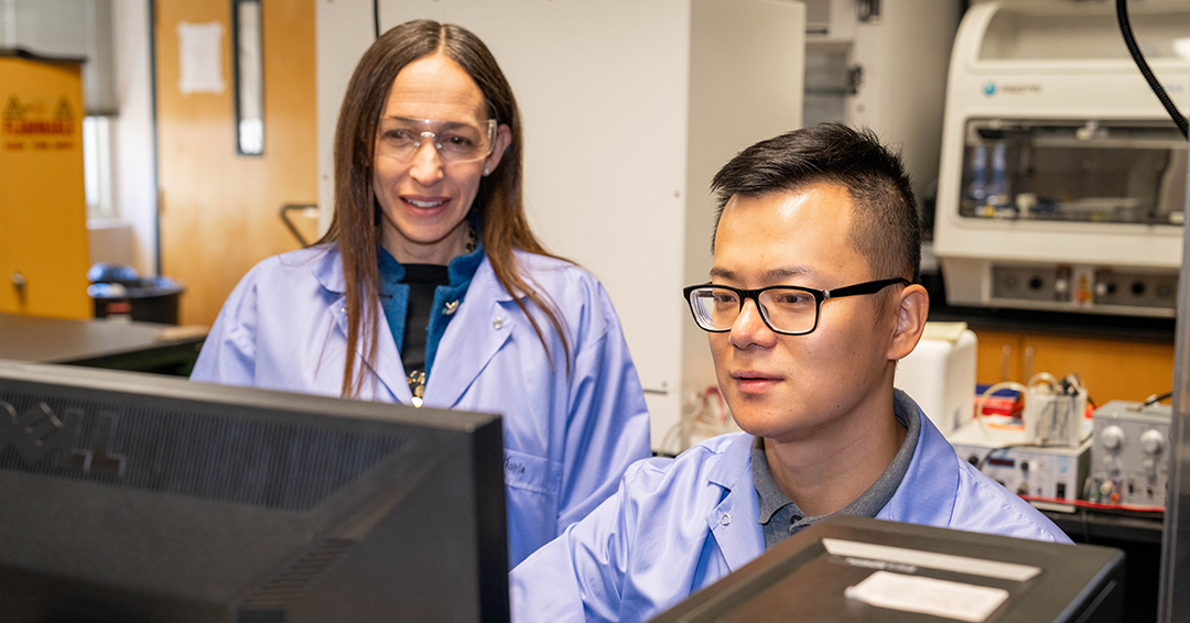 Co-founded by former Auburn graduate student researcher Yuan Tian, right, and Elizabeth Lipke, the Uthlaut Endowed Professor in the Department of Chemical Engineering, the biotech business venture develops tissue engineered 3D tumor models designed to improve the reliability of preclinical cancer drug testing.