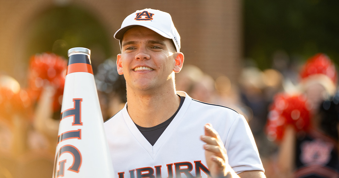 Brenna McAlister, Auburn University chemical engineering freshman and Valero Engineering Summit award recipient, stands outdoors on campus wearing an Auburn Tigers shirt.
