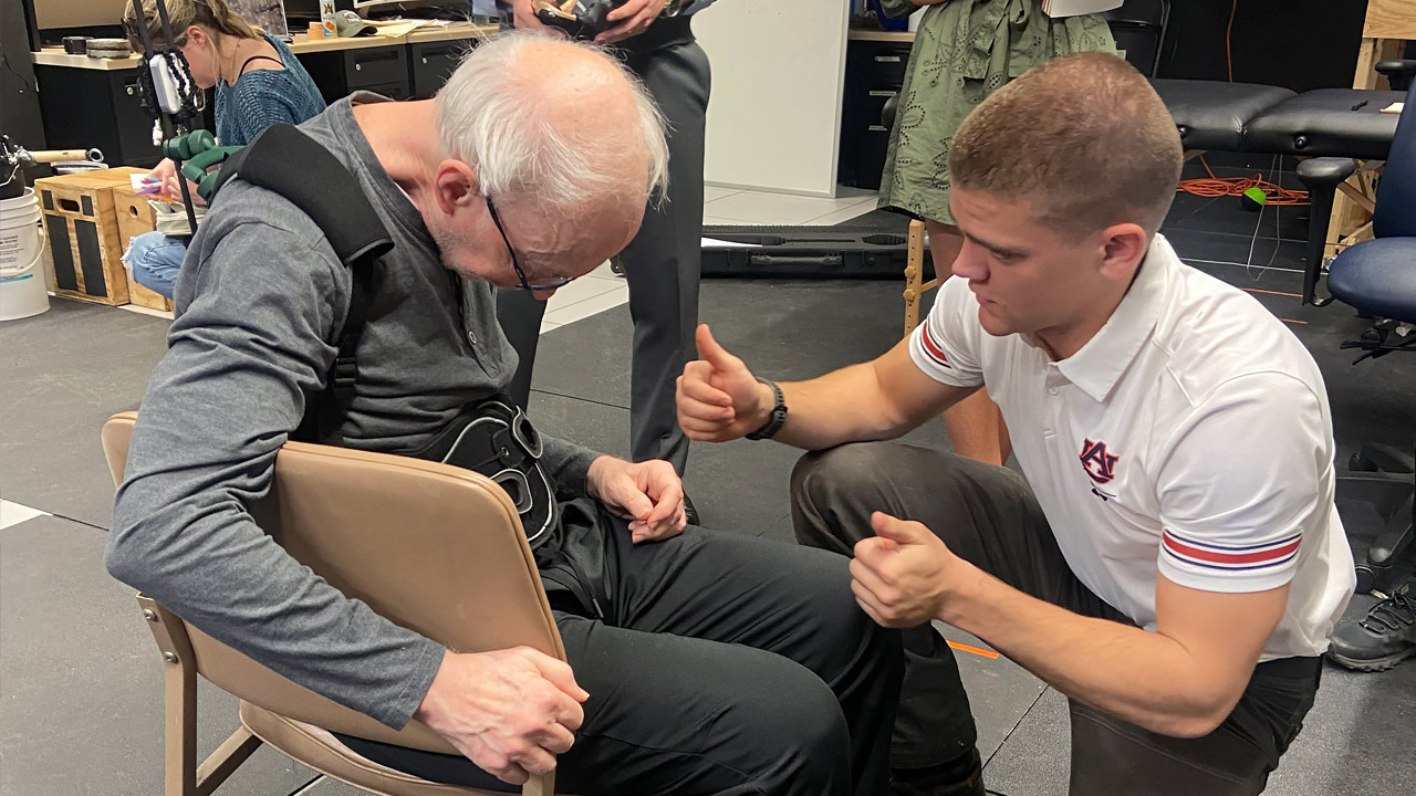 Ben Timm checks on Larry Green before sitting him with a brace.
