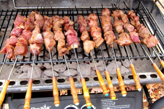 Meat Skewers on Grill