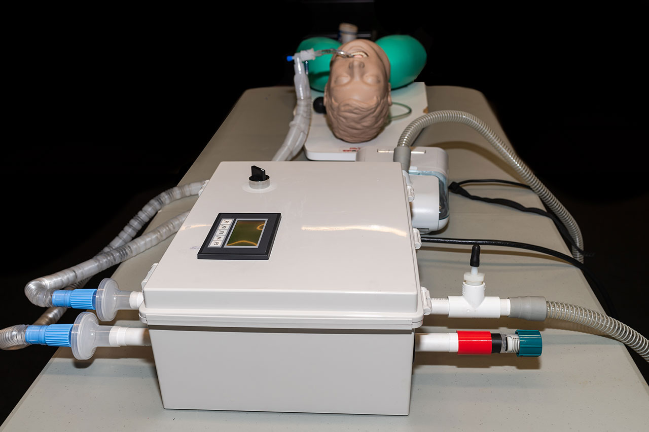 Auburn University's CPAP-to-ventilator prototype is shown.