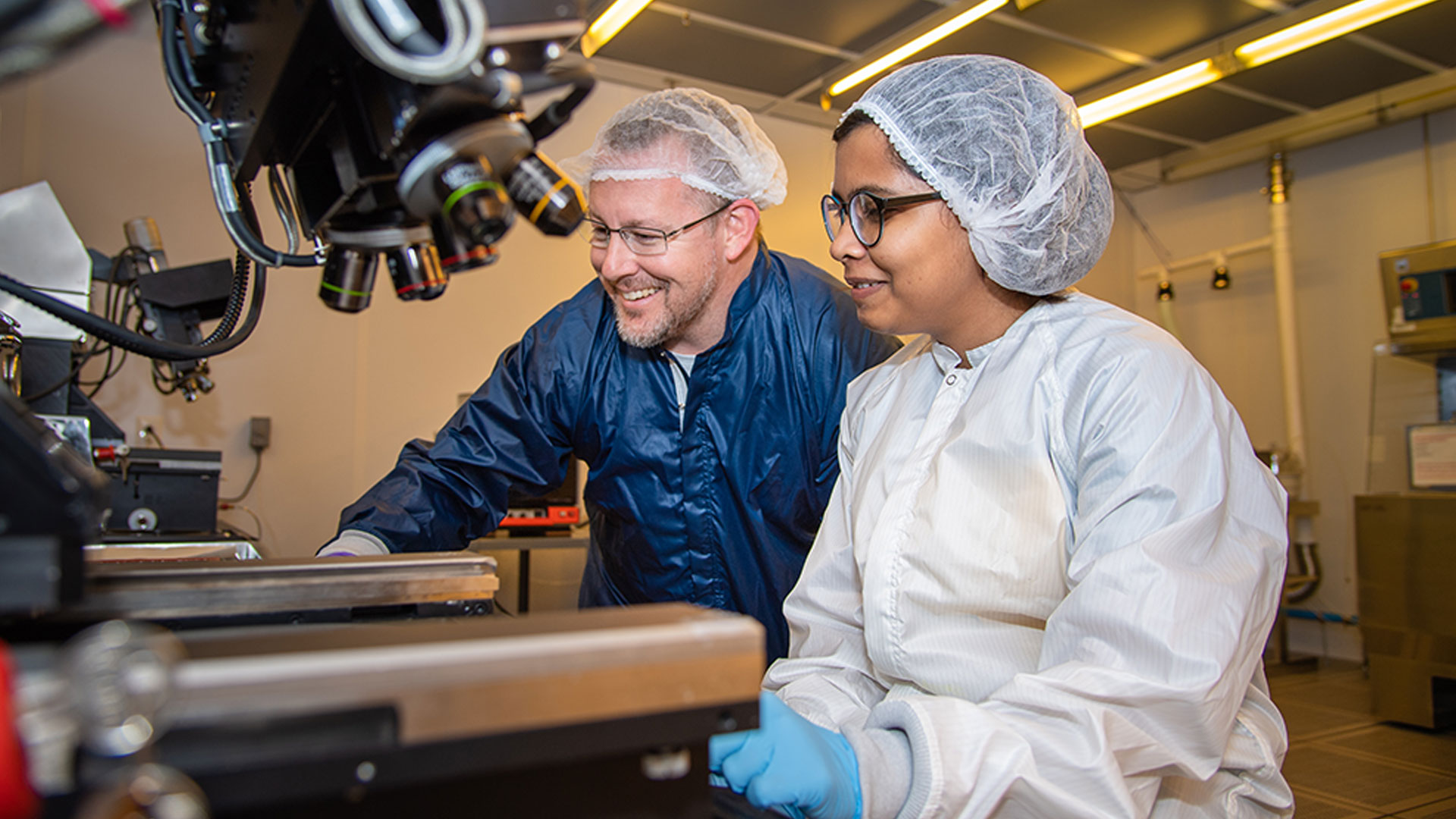 Professor and Student in Lab