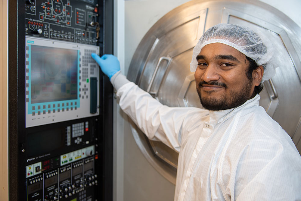 Student in Lab with diplay screen