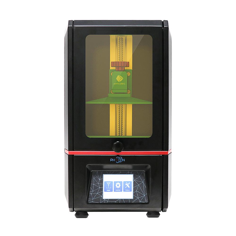 black 3d printer medium size with two slides of lime green plates 