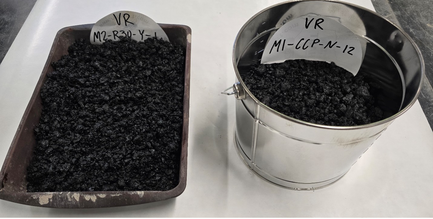 Figure 1b. Different individual specimen pans – 9”x13” pan (left) and metal pail (right)