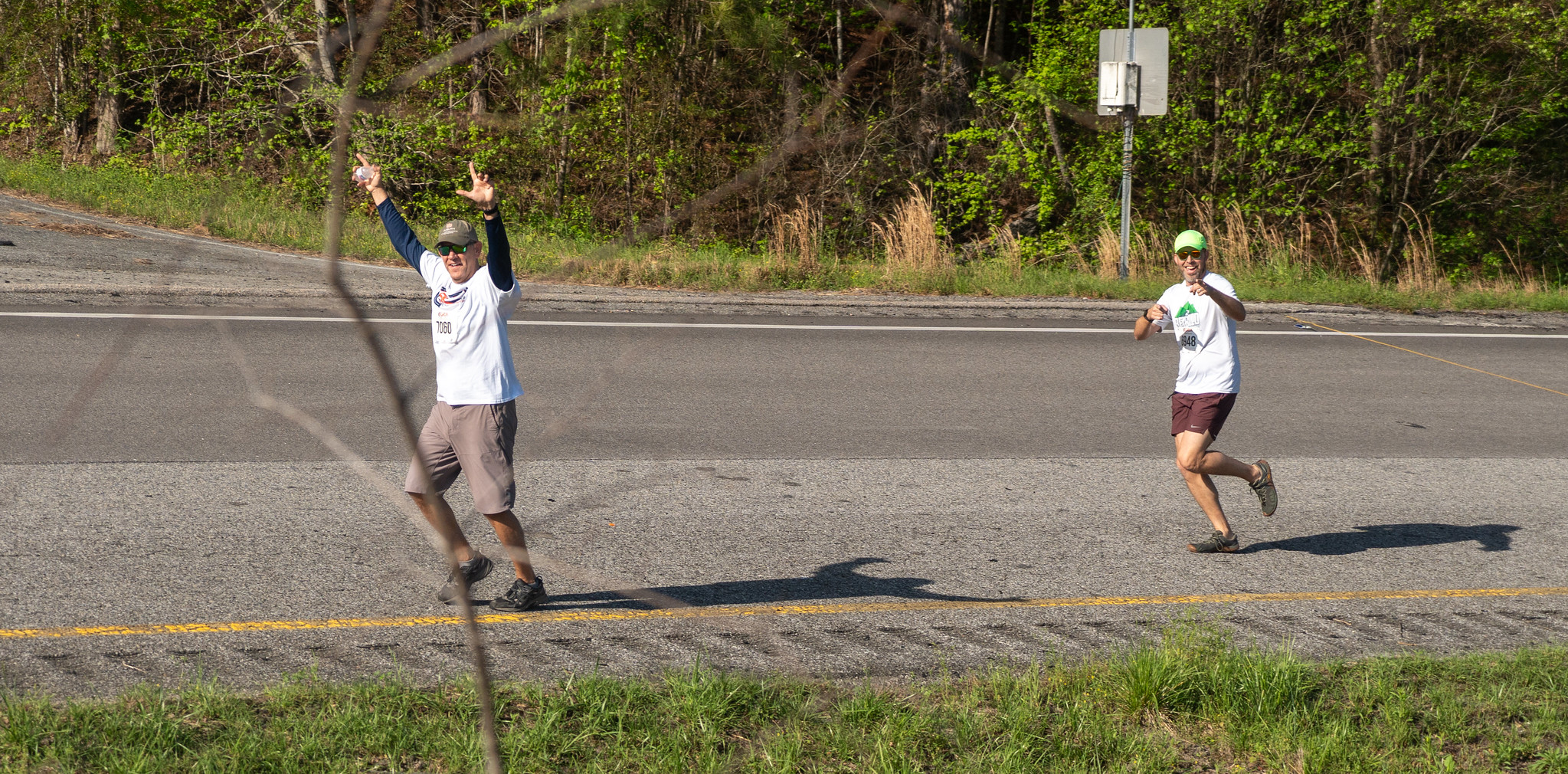 Civil engineering faculty Dave Timm and Ben Bowers running at the AAPT 5k at the NCAT Test Track.