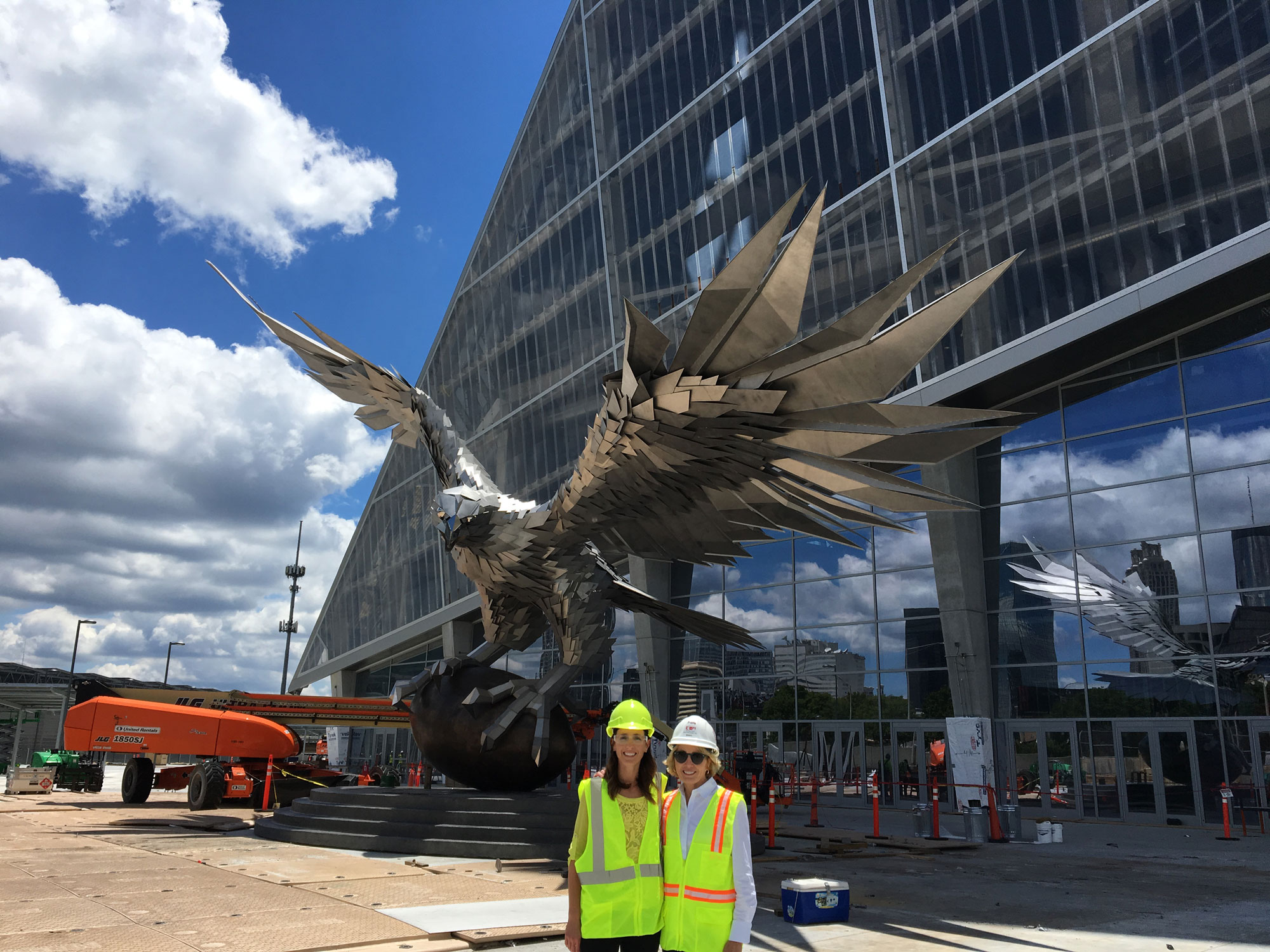 Angela Fannéy (left) with her mentor Emmy Montanye (right) at the Mercedez-Benz Stadium in Atlanta, Georgia.