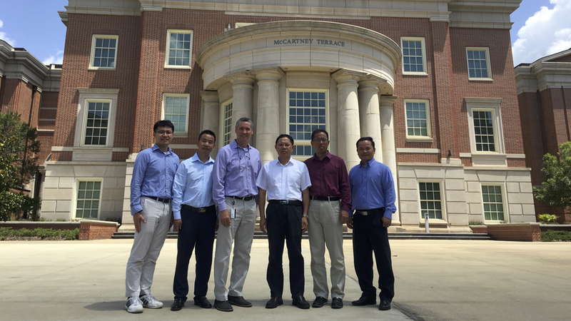 Employees of Sinyue visit Auburn University’s Samuel Ginn College of Engineering while on a campus tour. 